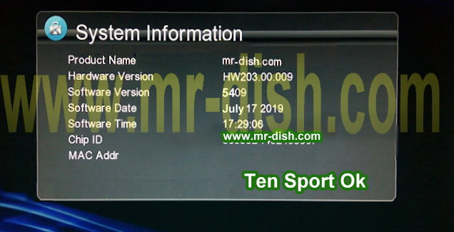 HW203.00.009 GX6605S TEN SPORT OK POWERVU SOFTWARE