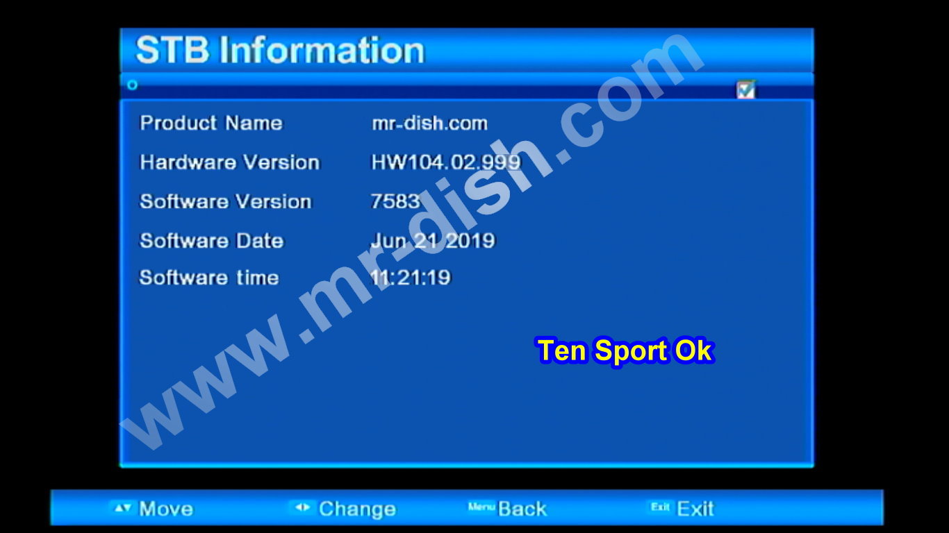 ALI3510D HW104.02.999 Receiver Ten Sport Ok Powervu Software