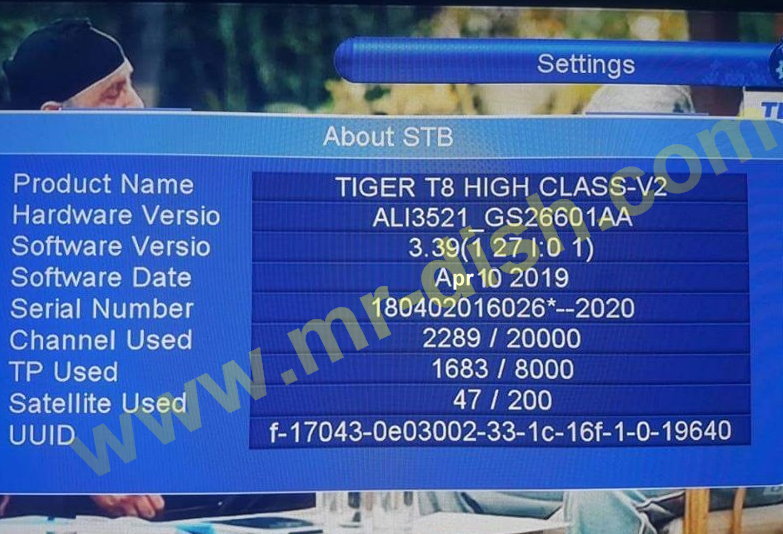TIGER T8 HIGH CLASS POWERVU SOFTWARE TEN SPORT OK
