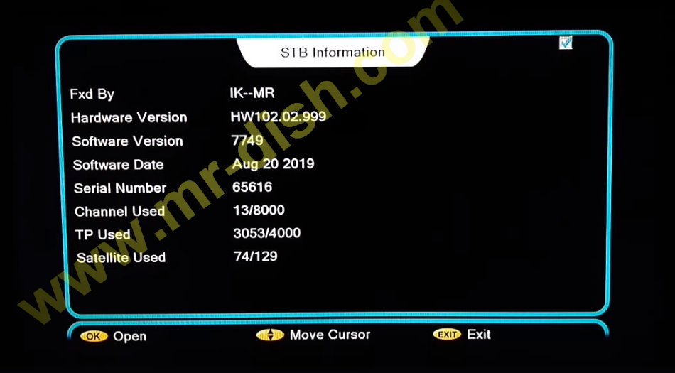 ALI3510C HW102.02.999 BLACK MENU POWERVU SOFTWARE
