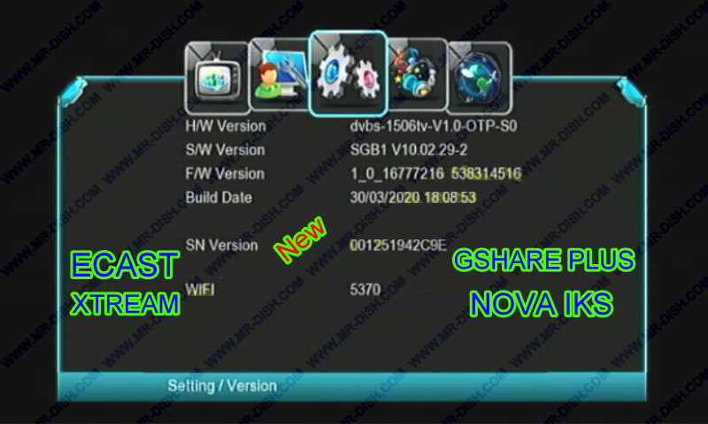 1506TV SGB1 RECEIVER SOFTWARE WITH NEW FEATURES