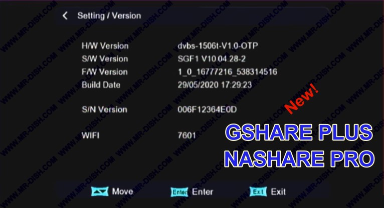1506T 4M SGF1 RECEIVER SOFTWARE WITH GSHARE PLUS