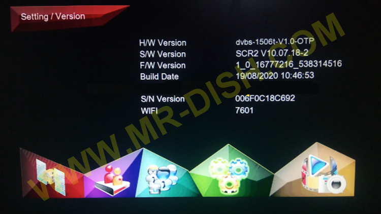 SAT CRUISER 777 1506T 4M RECEIVER SOFTWARE Version Info