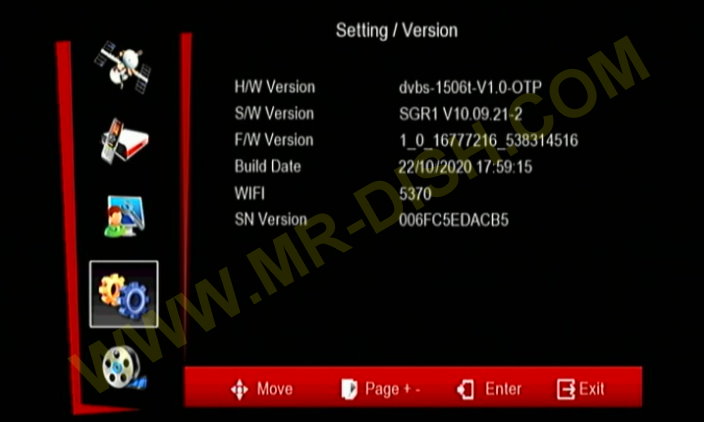 START SAT ORANGE 1506T Software Version
