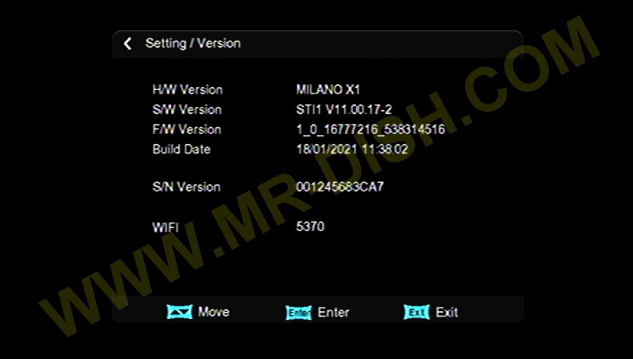 MILANO X1 1506TV 4M STI1 RECEIVER SOFTWARE Information